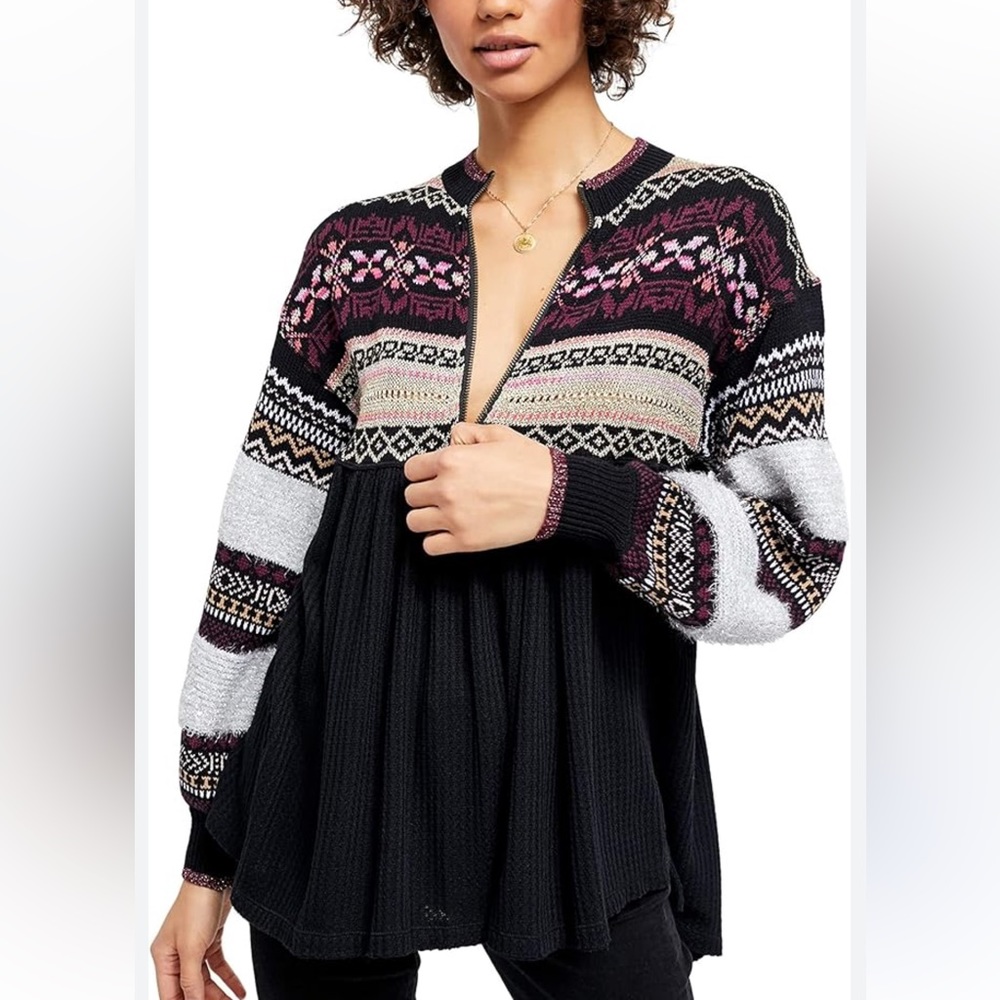 Free People Cabin Fever Sweater Woman’s Small Petite Half Zip Pullover